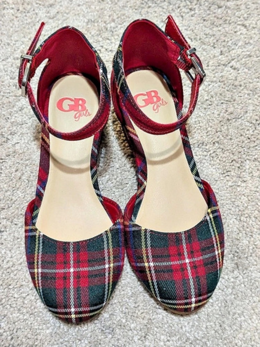 GB Girls Plaid Mary Jane Dress Shoes Girls US 13M